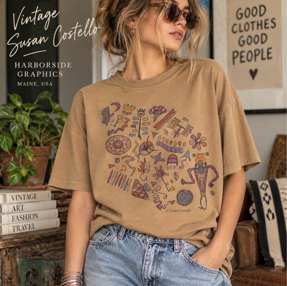 Vintage 90s Susan Costello Art T Shirt L Harborside Graphics USA Single Stitch